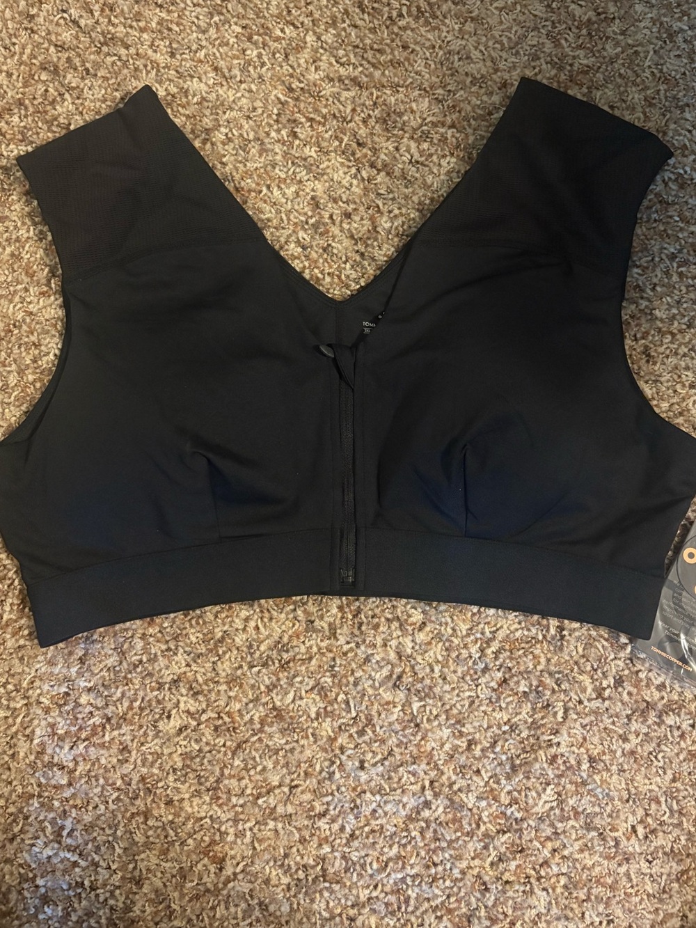 Tommie Copper Shoulder Support Bra w/Zipper - Black - 3X - NWT
